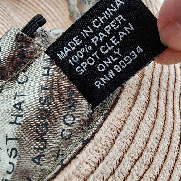 August Hat Company Wide Brim Floppy Hat Woven Floral Tie Detail Beach Tropical - Picture 13 of 16